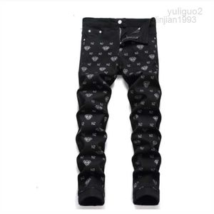 Pantalon noir en coton imprimé numérique, taille moyenne, décontracté, Hip Hop, vélo de rue, vêtements à la mode, 28-38, 2023