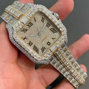 2023BXSH PASS TTER Custom Fashion Brand D Color Vvs Iced Out Watch Moissanite Diamond Stainls Steel