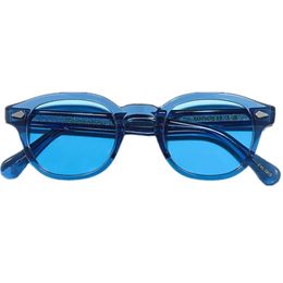2023desi Lem zonnebril Johnny Depp Colorfading UV400 unisex vintage ronde acetaten fullrim 49 46 44 mm gewend bril fullset case