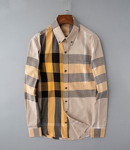 Camisa de vestir de diseñador para hombre, camisa informal ajustada con bolso de seda, a cuadros europeos, manga larga, ropa de negocios informal, M-3XL de seda, 2023