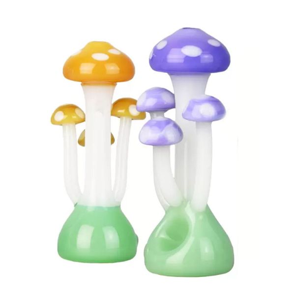 2023Vente d'usine Pipes en verre de style champignon coloré à la main plate-forme de fumage Bong cuillère accessoires pour fumer tuyau à main aux herbes sèches 4 pouces de hauteur