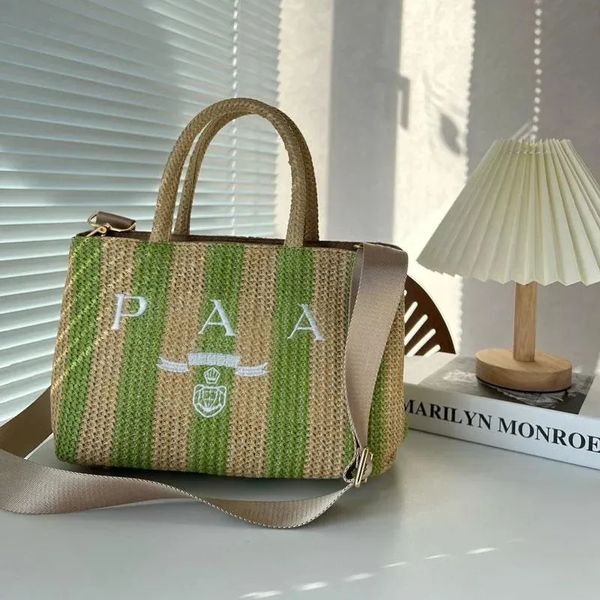 2023Bolso de playa de modaNuevo bolso de compras de gama alta Bolso de mano Bolsos de compras con letras Diseñador de lona Bolsos de tejido de paja para mujer Bolsos de hombro de playa de verano Grandes informales