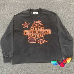 2023fw Hellstar Dios Tour Lange Mouw Mannen Vrouwen Vintage Hellstar Tee Wassen Oversized Fit Tops Crewneck Album T-shirt T230806