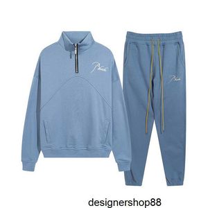 2023fw Sweats à capuche pour hommes de haute qualité Designer RH Neck avec demi-fermeture à glissière Broderie Couture Street Fashion Brand Sweat Pantalon à cordon