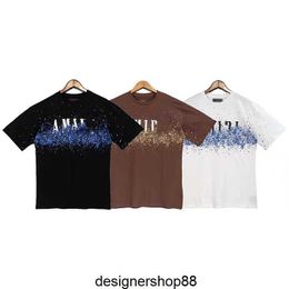 2023FW Hoogwaardige Designer Designer T-shirts Graffiti Letter Speckle Print Losse Round Neck korte mouw T-shirt