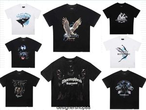 2023fw T-shirts de haute qualité pour hommes r Street Style Automne et Hiver Lettre Slogan Imprimé Lavage Col Rond Manches Courtes Correct Edition Collection