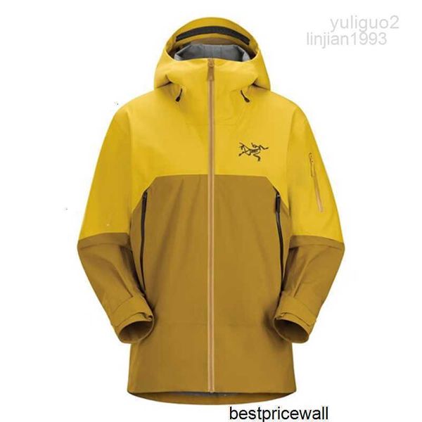 2023Jackets Coupe-vent Arcterys Sweat à capuche Archaeopteryx RUSH PRO Hard Shell Ski Charge Coat Veste Oracle/Daze/Jaune Marron XL HBO0