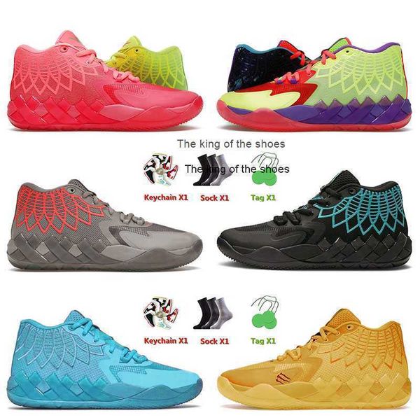 2023Chaussures Lamelo Top Fashion Hommes Femmes Chaussures de basket LaMelo Ball MB.01 Beige Rick And Morty University Or Bleu Noir Blast BasketsChaussures Lamelo