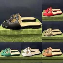 Designer Comfort Flip Flop Slippers Leather Mid Heel Ladies Sandals Ladies Flats de la cheville Boucle Rubber Sole Mule