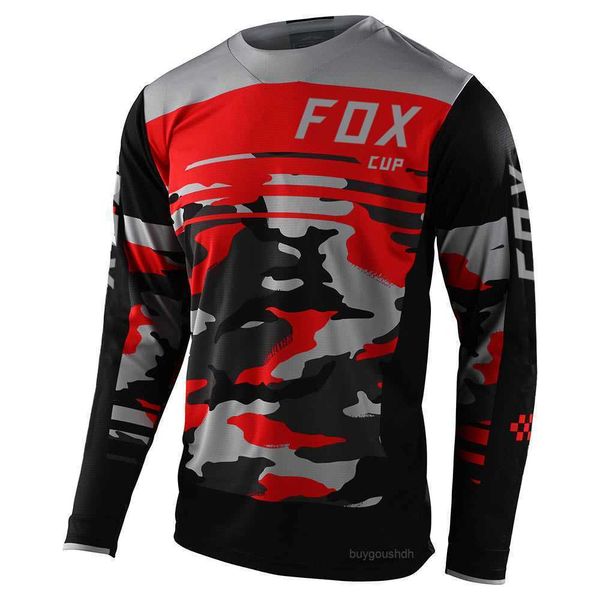 2023Camisetas para hombres 2023 Jerseys de descenso Fox Cup Mountain Bike MTB Camisas Offroad DH Camuflaje Motocicleta Jersey Motocross Sportwear Ropa Bicicleta Y99