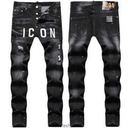 Jeans skinny pour hommes en détresse déchiré Biker Slim Fit moto Denim pour la mode Mans pantalon noir