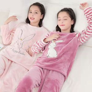 2023new Garçons Filles Pyjamas Ensembles Hiver Flanelle Vêtements De Nuit Enfants Vêtements De Maison Enfants Pyjamas Vêtements De Nuit Adolescents Pijamas Pour 8 10 12 14 16T Cadeau De Noël