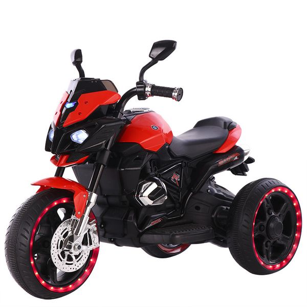 2023nouveaux enfants moto électrique enfants chargeant des jouets d'équitation grande poussette monter sur la voiture cool roue lumières double entraînement garçons tricycle