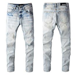 2023new Desigenr personnalisé mode rue Cowboy pantalons décontractés Micro élastique coton jeunesse bleu Splash peinture jean serré 2w60