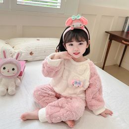 2023new Designer stijl baby Meisjes Pyjama Sets Winter Nachtkleding Kinderen Thuis Kleding Kids Pyjama Koraal fluwelen pyjama kerstcadeau