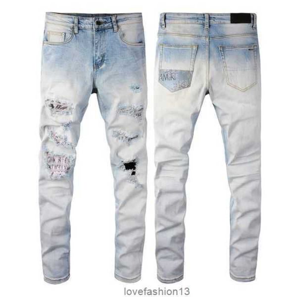 Diseñador de hombres Hip-hop Jeans marrón amr jeans Europa y AmericanHigh Street Fashion Tide Brand Ciclismo Motocicleta