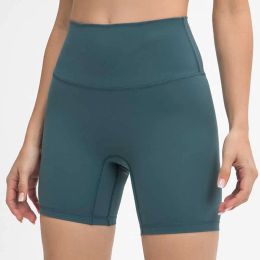 2023Nieuwe lu-03 Yoga-outfits Align Shorts Effen Kleur Hoge taille Hardlopen Fitnessondergoed Biker Strand Gymkleding Dames Elastische Sport Fitness Hotpants Origineel