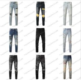 2023New Hommes Jeans Trou Bleu Clair Gris Foncé Italie Marque Homme Pantalon Long Pantalon Streetwear Denim Skinny Slim Droit Biker Jean pour D2 Top qualité 28