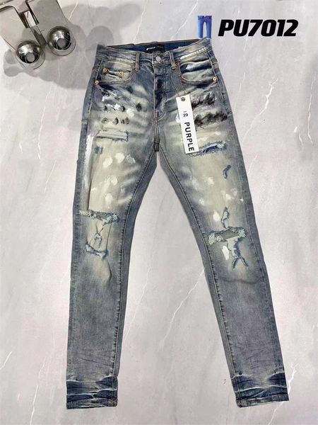 2023New Hommes Jeans Trou Bleu Clair Gris Foncé Italie Marque Homme Pantalon Long Pantalon Streetwear Denim Skinny Slim Droit Biker Jeans pour Violet Top qualité