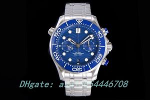 2023New OM 44 mm Diameter Watch Cal.9900 Beweging 3-punts wijzerplaat met een 12-uurs chronograaf en een 60 minuten durende saffier Mirror Mens Watches Designer Watches