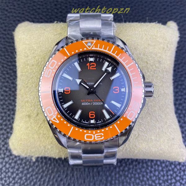 2023New SBF Diving Performance Watch 8912 Mouvement Orange Digital Digne Orange Ring Port Sapphire Mirror Mens Montres