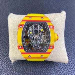 2023New polshorloges RM27 Ultra Light Tourbillon Watch Grootte 47.77 mm TPT Quartz Vezel Grade 5 Titanium Alloy Schroef Saffier Crystal Woven Strap Designer Watches