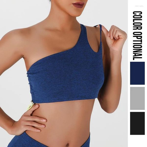 Conjunto de Yoga cómodo para mujer, sujetador de una sola correa para correr, camiseta sin mangas a prueba de golpes, ropa interior elástica para tirar hacia arriba, Fitness Original, novedad de 2023