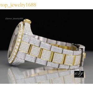 2023p62e Moissanite onderzocht Y iced Watch Bust Bust Down Two Tone Hip Hop Diamond Watch voor M