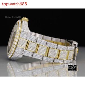 2023p62e Moissanite onderzocht Y iced Watch Bust Bust Down Two Tone Hip Hop Diamond Watch voor M