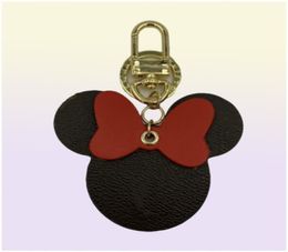 2023 Plaid Mouse Designer Bow Kelechains Pu Leather Animal Sac Pendant Charme Girls Cartes Cortes de porte