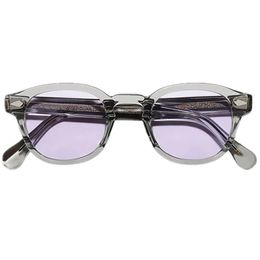 Nieuwe retro-vintage Johnny Depp Round Sunglasses UV400 49 46 44mm Italië geïmporteerd kristalgrijs frame+multicolor-fading lenzen voor presc bril fullset ontwerpkast
