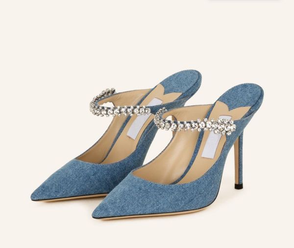 2023s Chaussures de conception de luxe élégantes bing Baily Robe de mariée High Heels Femmes Crystal Pearl STRAP FEMMES POSTS Point Toe Sexy Lady Walking Shoe EU35-43