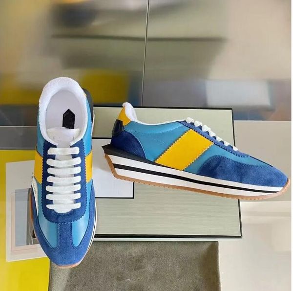 2023s Célèbre Marque Hommes James Sneaker Chaussures Side Stripe Trainer Suede Nylon Veau Planche À Roulettes Marche Chunky Semelle En Caoutchouc Confort Footwaer EU38-46