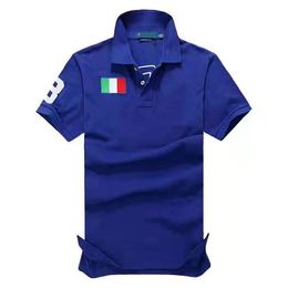 2023S T-shirt à manches courtes brodé de drapeau national de haute qualité Polos pour hommes Chemise en pur coton Polos col décontracté polyvalent T-shirt Demi-manches à la mode