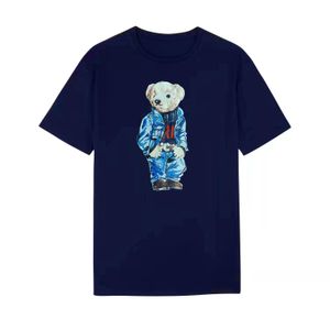 2023S Gros ours imprimé hommes et femmes T-shirts hauts à manches courtes col rond couple sport marque de marée blanche assortie coton peigné S-XXL