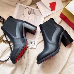 2023s femmes bottes en cuir noir bottines bottes rouges talons hauts butin à talons épais Marchacroche cuirs de veau bottines plateforme semelles en caoutchouc taille 35-43