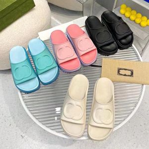 2023Slipper Luxury Designer Sandal Lady Slides plataforma cuña arco iris zapatillas de verano para mujeres hombres damas marcas dearfoam Rubber Beach rosa negro