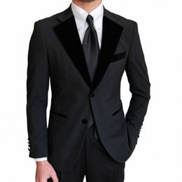 2023 lente Britse Spliced Veet Pak Tweedelige Bruiloft Pak Bruidegom Banket Mannen Pak Slim Fit Kostuum Homme Mariage Royal 53Lg #