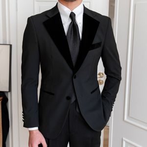 2023Spring Brits gesplitste fluweelpak Tweedeksters Tweedelige trouwfeest Pak Beknomet Banquet Men Pak Slim Fit kostuum Homme Mariage Royal