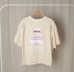 2023ss 2023 Camiseta de diseñador de verano para mujer Camiseta con estampado de letras a la moda Camisetas informales de color rosa Camiseta de manga corta de algodón flameado para niñas