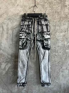 2023SS Jeans de cargaison jeans pour hommes en revêtement enduit de travail imprimé de travail pantalon de luxe de créateur exquis