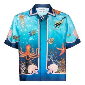 2023ss Casablanca hawaii camisa hombres diseñador camisas con botones Camisas con estampado de criaturas marinas casablanc polos238J