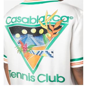 2023ss Casablanca Tenni Club Camisas de seda Moda Hombres Diseñador Camisa de playa Casablanc Polo284f