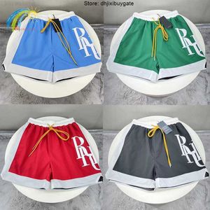 2023SS Colorblock RHUDE Shorts Mannen Vrouwen Casual Inside Mesh Rhude Rijbroek Zwart Groen Blauw Rood Shorts Met Tags