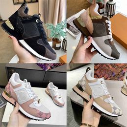 2023ss Designer Sneakers RUN AWAY Zapatos casuales Zapatillas de deporte de cuero de lujo Mujer Hombre Zapato Moda genuina Suela de goma Sneaker Color mezclado Caja original