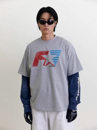 2023ss marque de mode FAR ARCHIVE surdimensionné imprimé T-shirt ample course imprimé rétro pur coton T-shirt