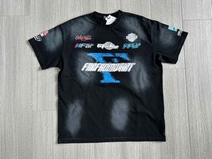 2023ss marque de mode FAR ARCHIVE lavé en détresse rétro Spray Racing imprimé T-shirt