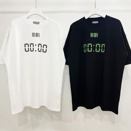 2023ss Marque de mode Vetements T-shirts T-shirt d'impression numérique de temps de code à barres pour hommes Slogan décontracté Postit Signature T-shirt polyvalent en vrac