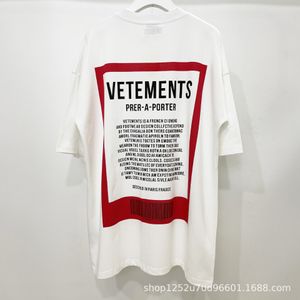 2023ss marque de mode VTM dos étiquettes imprimées rouges T-shirt surdimensionné décontracté ample femmes coton T-shirt T-shirt inversé