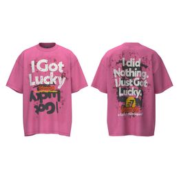 2023ss marque de mode VTM lucky777 lettre étiquettes imprimées T-shirt surdimensionné décontracté ample femmes coton lavé T-shirt